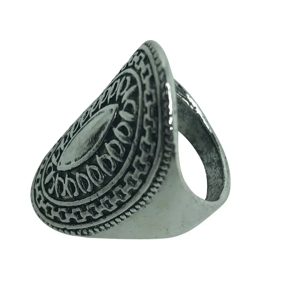 Long Boho Silver Ring - Size 9.5